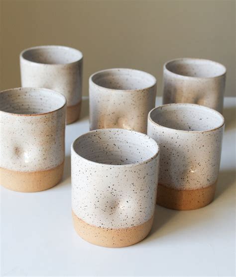 Cord X Clay Thumblers Speckled Ceramic Cup With Thumb Hold Clay