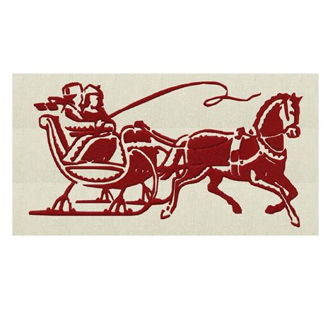 Horse and Sleigh Christmas Holiday EMBROIDERY DESIGN File Instant ...