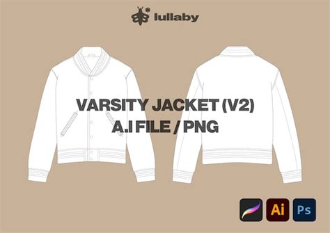 Varsity Jacket Template Streetwear Vector Mockup Vector Off