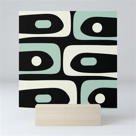 Mid Century Modern Piquet Abstract Minimalist Pattern In Black And Mint