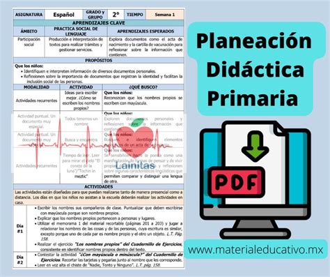 Planeación Didáctica Primaria Primer grado de primaria Primeros