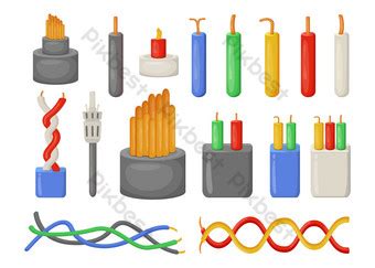 Broken Usb Cables And Wires Vector Illustration Set Png Images Eps