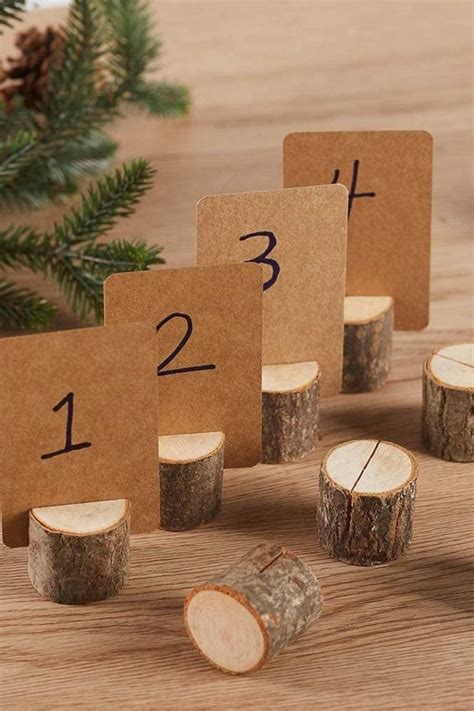 Toncoo Wood Place Card Holders 10Pcs Premium Rustic Table Number