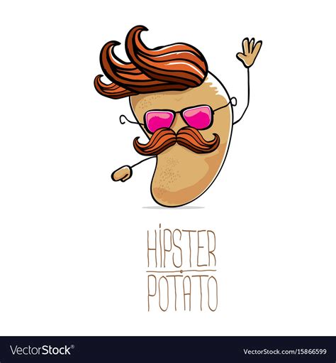 Funny Cartoon Cute Brown Hipster Potato Royalty Free Vector