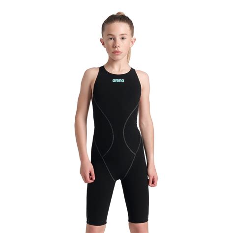 Arena Girls Powerskin Impulso Kneeskin Blackteal Ness Swimwear