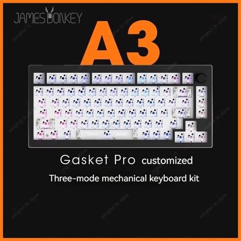 James Donkey A3 Mechanical Keyboard Kit Wired Wireless Bluetooth 75 Layout Gasket Pro Hot Swap