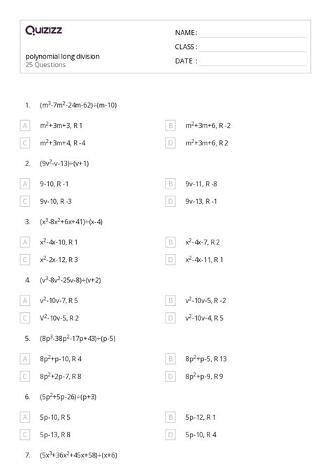 50 Long Division Worksheets For 8th Grade On Quizizz Free And Printable