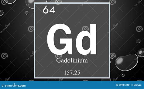 Gadolinium Chemical Element Symbol on Wide Bubble Background Stock ...