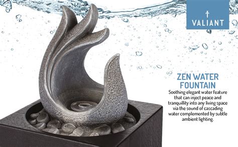 Valiant Table Top Fountain Indoor Flowing Water Feature Resin Grey