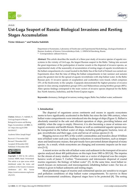 (PDF) Ust-Luga Seaport of Russia: Biological Invasions and Resting ...