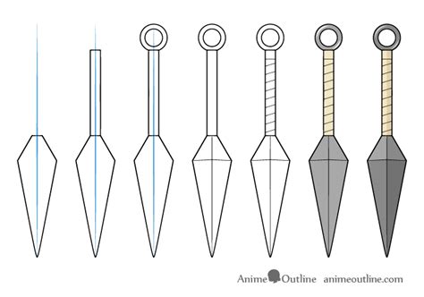 How to Draw a Kunai (Weapon) Step by Step - AnimeOutline