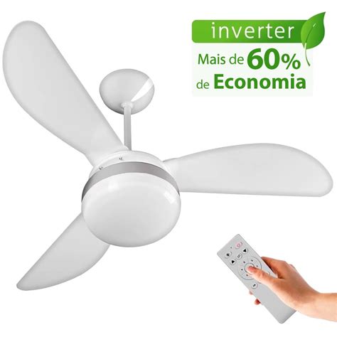 Ventilador De Teto Ventisol F Nix Branco Silver Inverter Controle