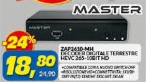 Master ZAP2610 MH Decoder Digitale Terrestre Hevc 265 10BIT HD Offerta