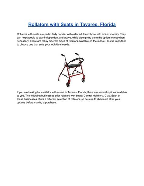 PPT Rollators With Seats In Tavares Florida PowerPoint Presentation