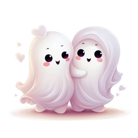 Premium Ai Image Ghosts In Love Adorable Cartoon Couple Embracing