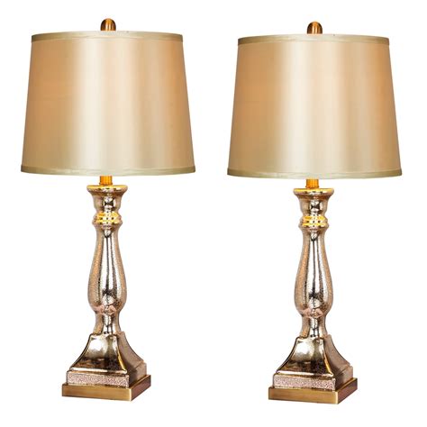 Pair Of Antique Brass Table Lamps - Antique Poster