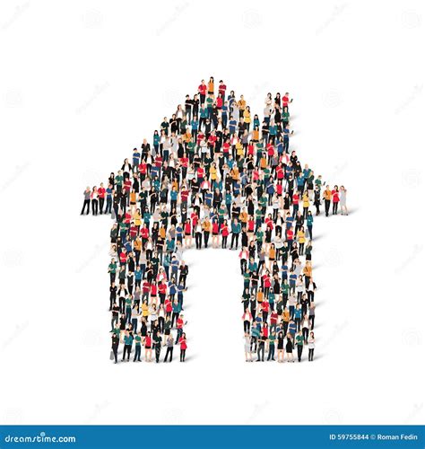 Group Of People Form House Stock Vector - Image: 59755844