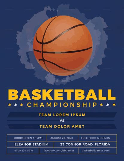 Basketball Flyer Design Template in PSD, Word, Publisher, Illustrator ...