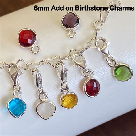 Sterling Silver Birthstone Charms Add On Charm With Lobster Clasp