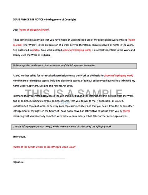 Cease And Desist Letter Patent Infringement Template Samples Letter