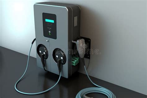 electric car charging station  charging cables  plug visible