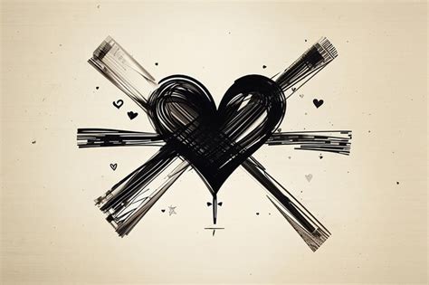 Premium Ai Image Crossed Heart Handwritten Symbol