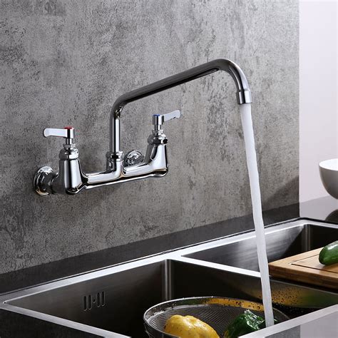 Commercial Wall Mount Kitchen Mixer Tap 12 Swing Spout Chrome 8