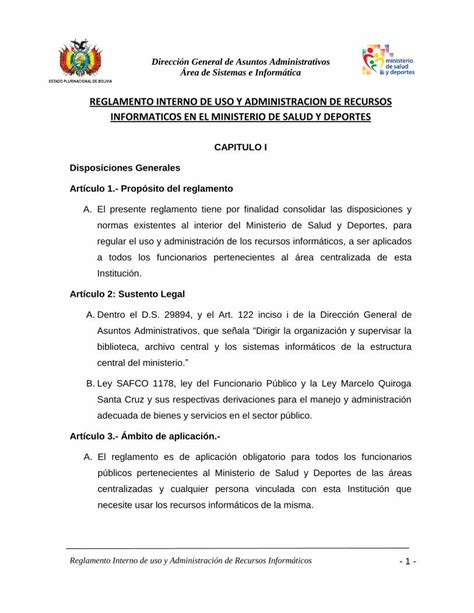 Pdf Reglamento Interno De Uso Y Administracion Reglamento