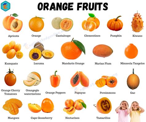 Orange Fruits Best Orange Fruits And Vegetable With Esl Pictures