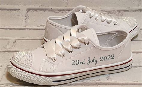 Personalised Bridal Trainers Customised Wedding Shoes Etsy Uk