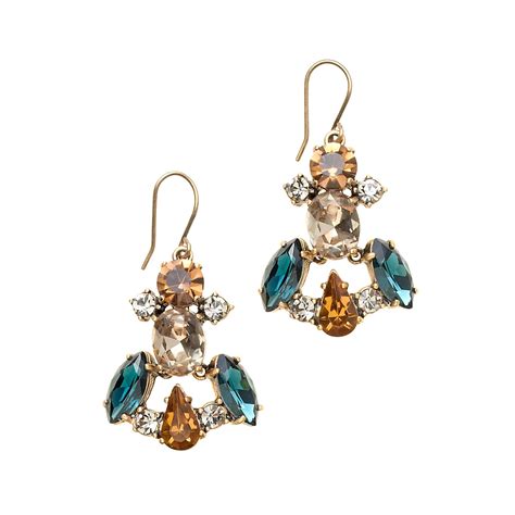 J Crew Crystal And Stone Row Earrings In Multicolor Midnight Ocean Lyst