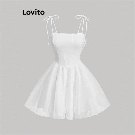 Lovito Vestido Feminino Casual Costura Em Tecido Liso E Camadas Em