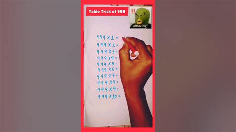 Table Trick Of 999😱simplification Shorts Mathsshortvideo Short Youtube