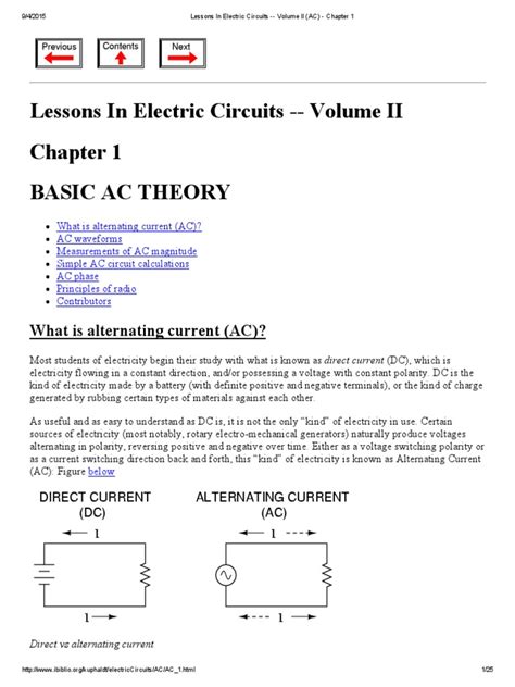 Lessons In Electric Circuits Volume Ii Chapter 1 Basic Ac Theory