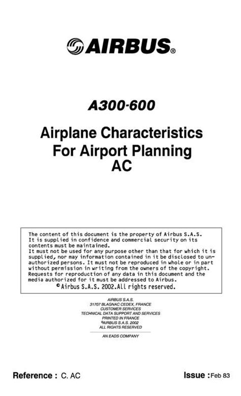 Airbus A300 600 Airplane Characteristics For Airport Planning Ac 2009