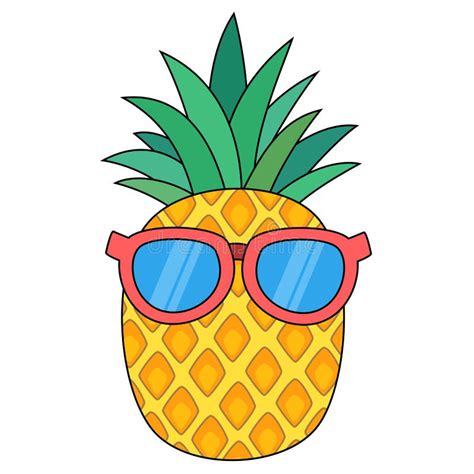 Cute Pineapple With Sunglasses Stock Vector Illustration Of Concept Tropical 102151199