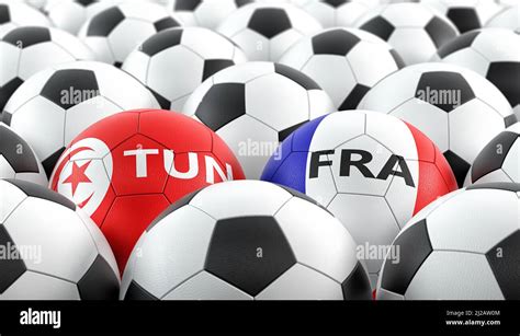 Tunisia Vs France Soccer Ball In Flag Hi Res Stock Photography And