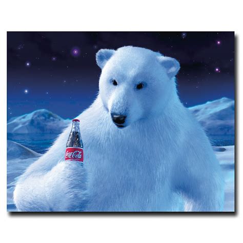 Trademark Global 19x24 Inches Polar Bear With Coke Bottle