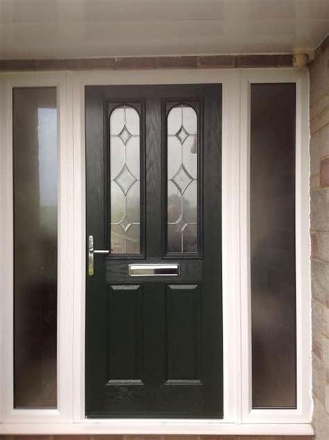 2 Panel 2 Arch Crystal Diamond Composite Front Door In Black Composite Front Door Black Front