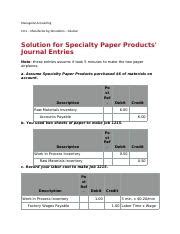 CH 2 Manufacturing Simulation Solution Docx Managerial Accounting