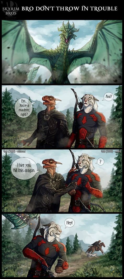 Skyrim Bros Bro Don T Throw In Trouble Skyrim Comic Skyrim Funny