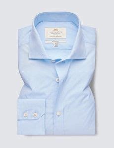 Men S Blue Poplin Classic Fit Shirt Windsor Collar