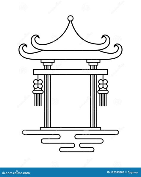 Diseño Vectorial De Estilo De Línea De Arco Chino Aislado Ilustración