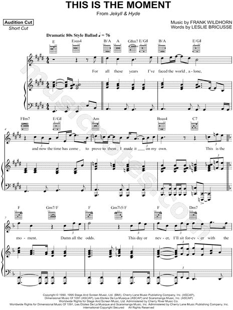 This Is The Moment From Jekyll And Hyde Sheet Music In E Major