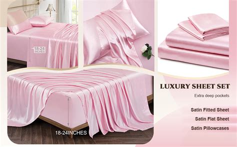 Vonty Satin Sheets Extra Deep Pocket Queen Sheet Sets