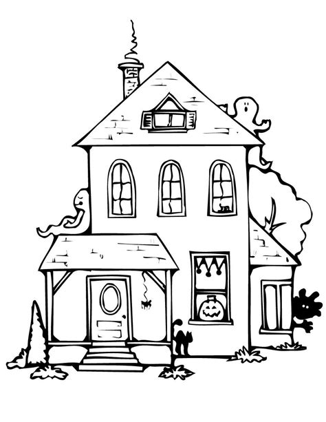 Simple Haunted House Coloring Pages Printable - Free Printable Coloring ...