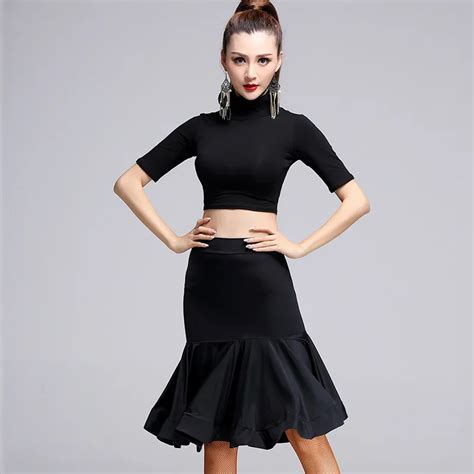 Autumn New Arrival Latin Dance Clothing Women Black Sexy Professional