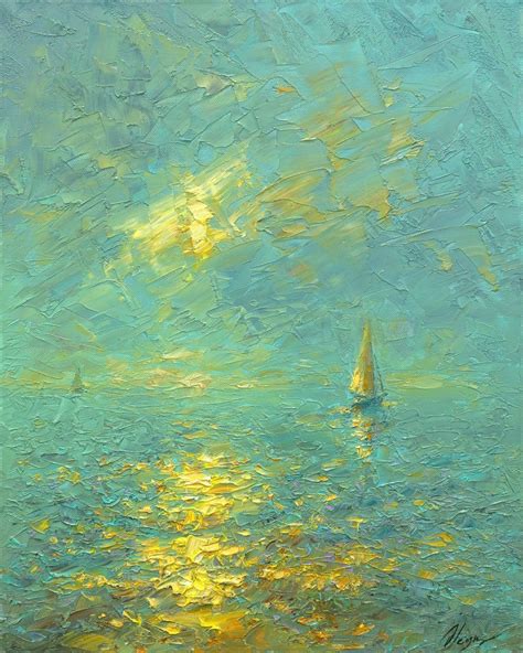 Evening 2022 Oil Painting By Dmitry Oleyn Seascape Paintings