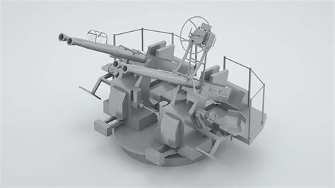 40mm Bofors Quad Anti Aircraft Gun Mk2 3d Model Rigged Cgtrader