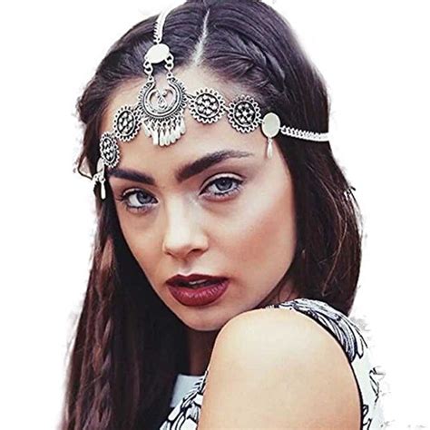 Missgrace Bohemian Vintage Dainty Silver Metal Chain Jewelry Headband